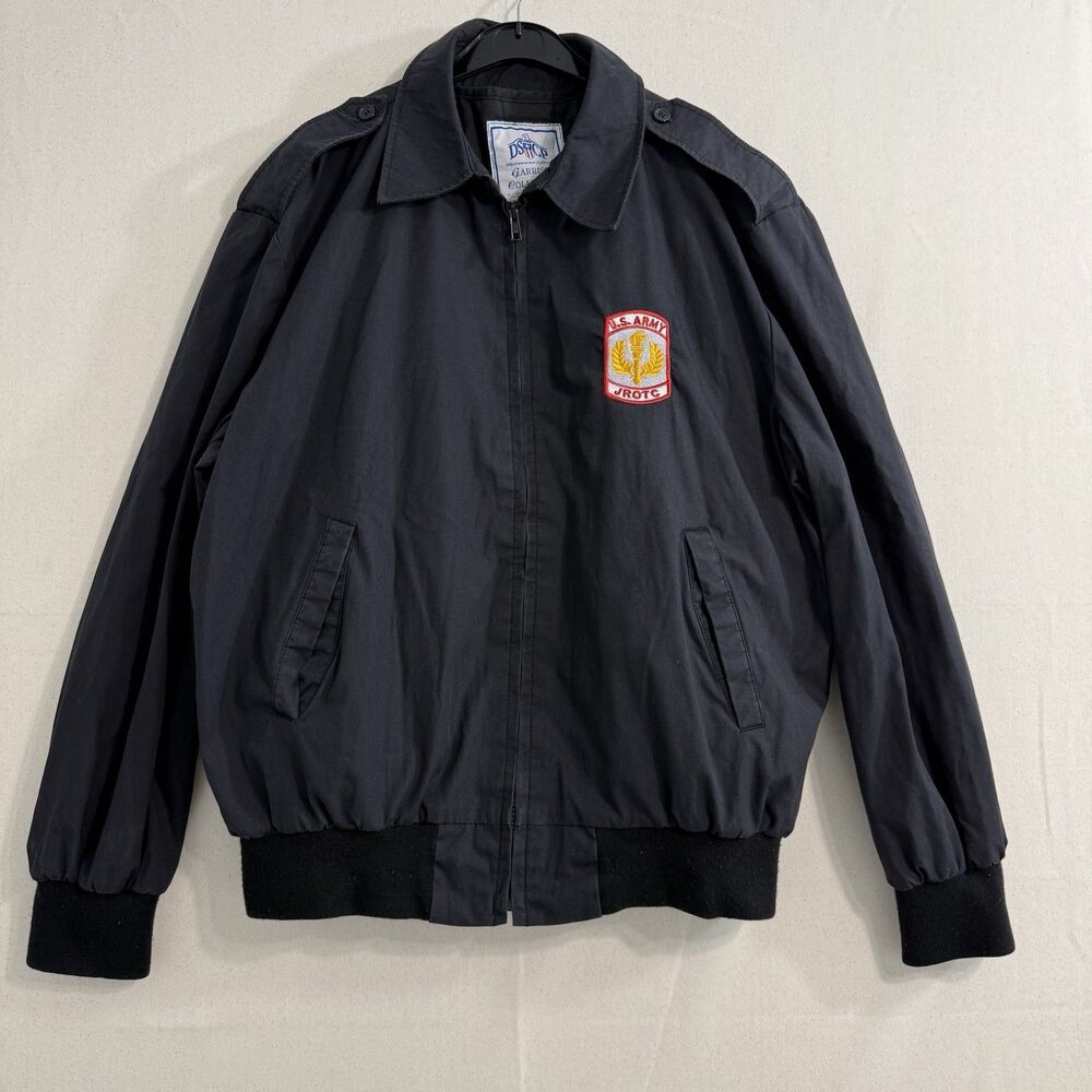 Vintage Military Jacket Men Sz M Black Bomber Mechanic Lightweight Coat ROTC Arm